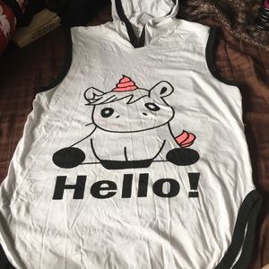 Sleeveless Hooded Unicorn Tee